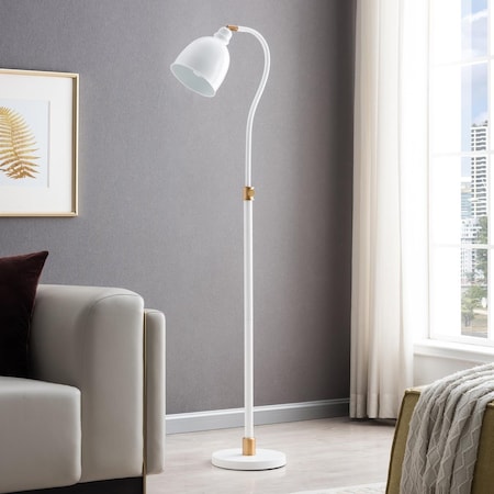 Henn & Hart Vincent Brass Finish Floor Lamp with Matte White Shade FL0693